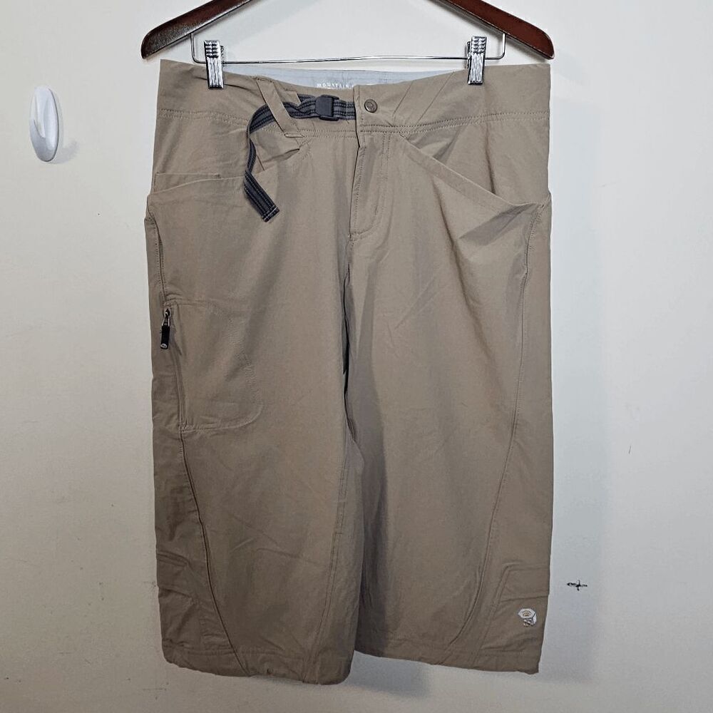 Mountain Hardwear Pedal Pusher Belted Light Khaki Capri Hiking Active Pants Wome